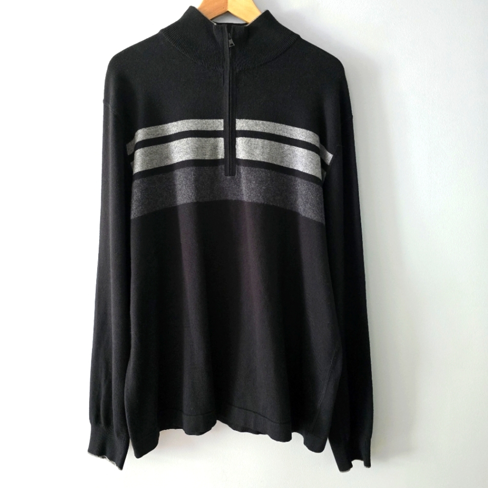 Banana Republic Black Cotton Cashmere Blend Quarter Zip Pullover Sweater Size XL